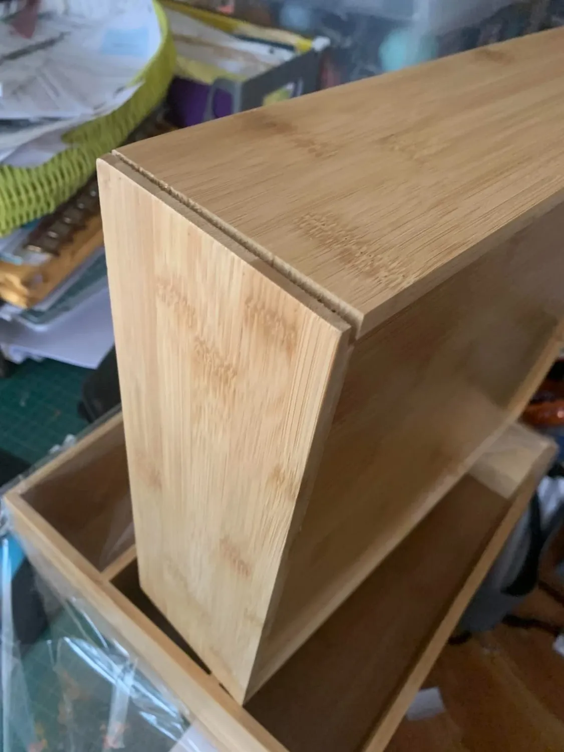 mDesign Teebox Bambus 6 Fächer 2er-Set natur 35,6 cm Holzkiste