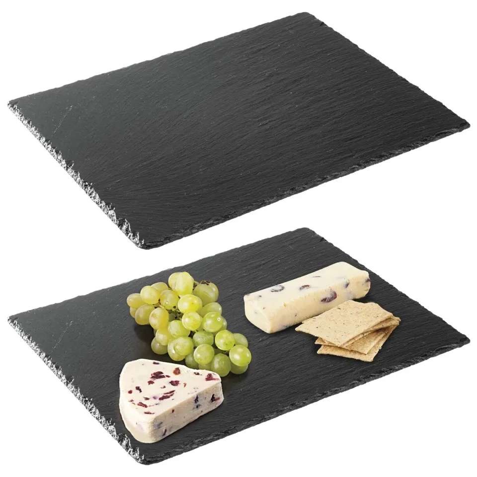 mDesign Schieferplatte Serviertablett 2er-Set schwarz
