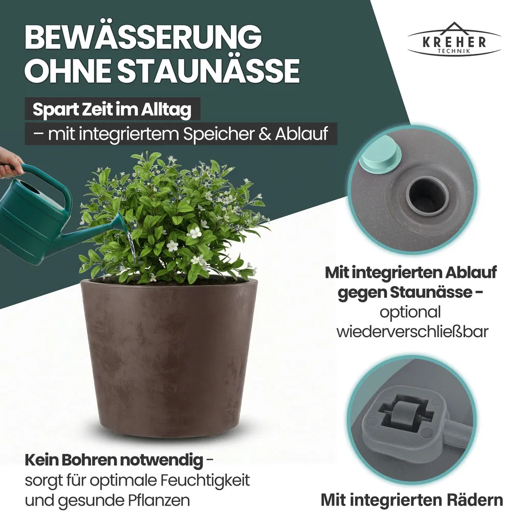 Kreher Millennium XXL Pflanzkübel 80 L Braun rollbar