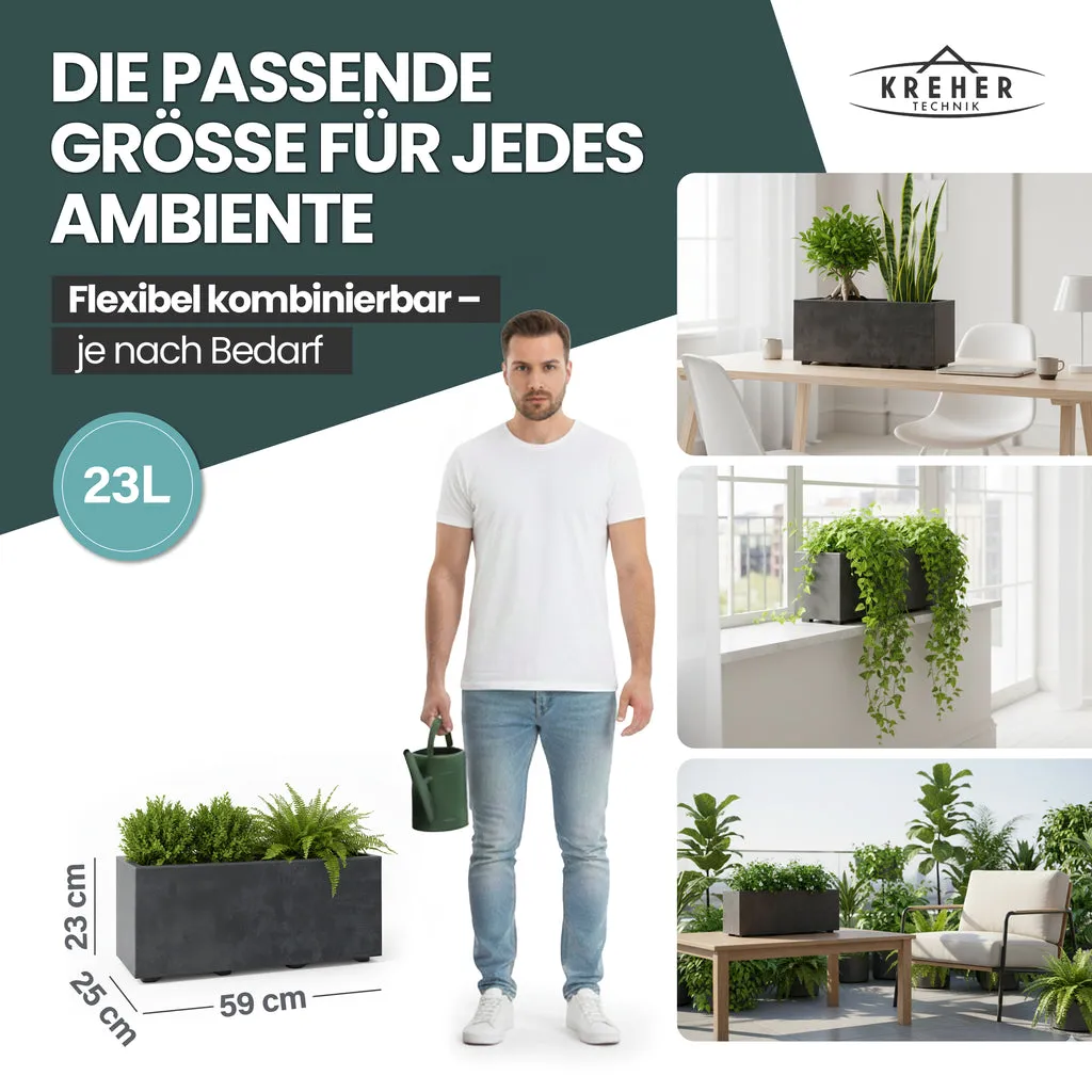 Kreher Millennium Pflanzkübel 23 L Anthrazit rechteckig