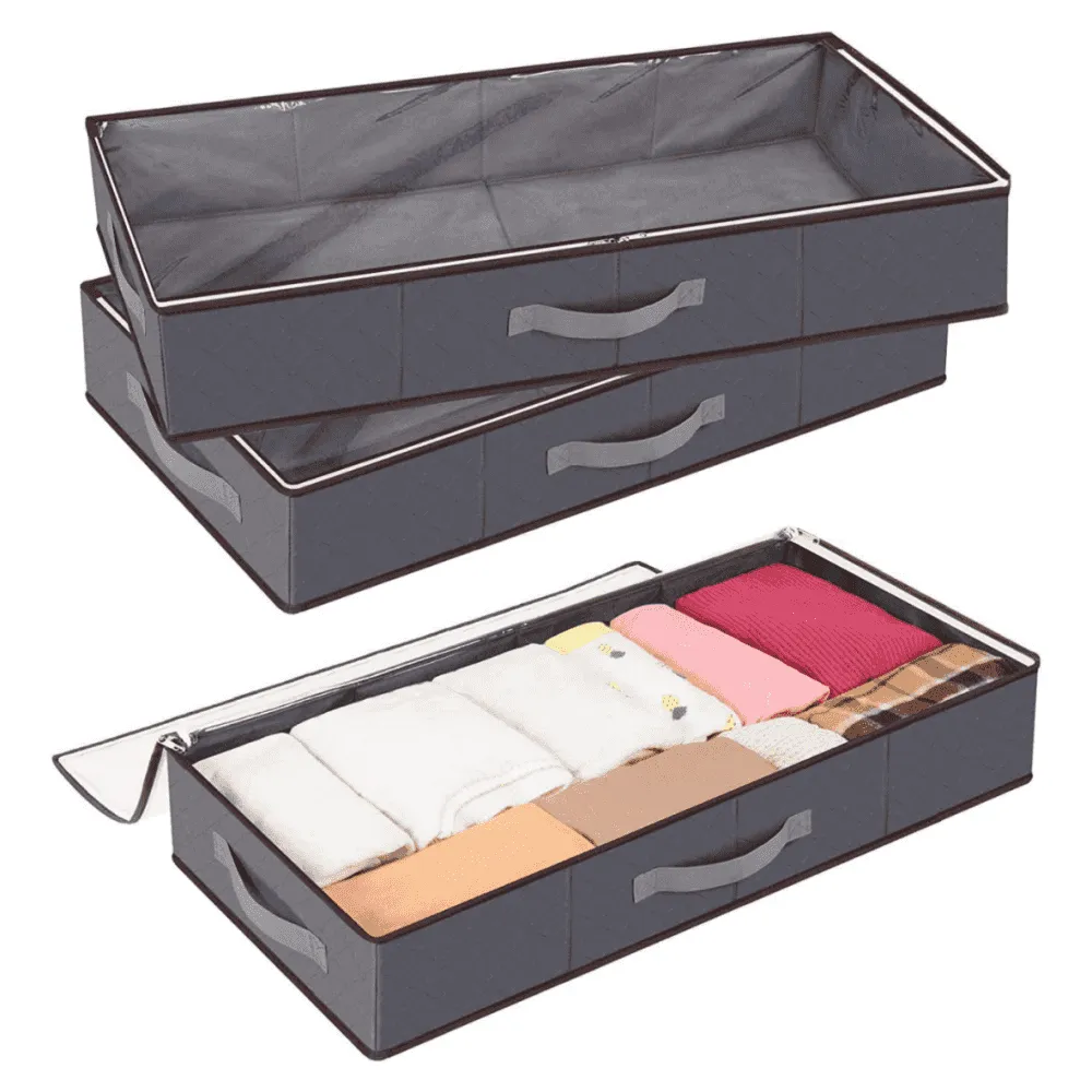 Lifewit Unterbett Tasche Grau 49,8 L 2er Pack Stoff