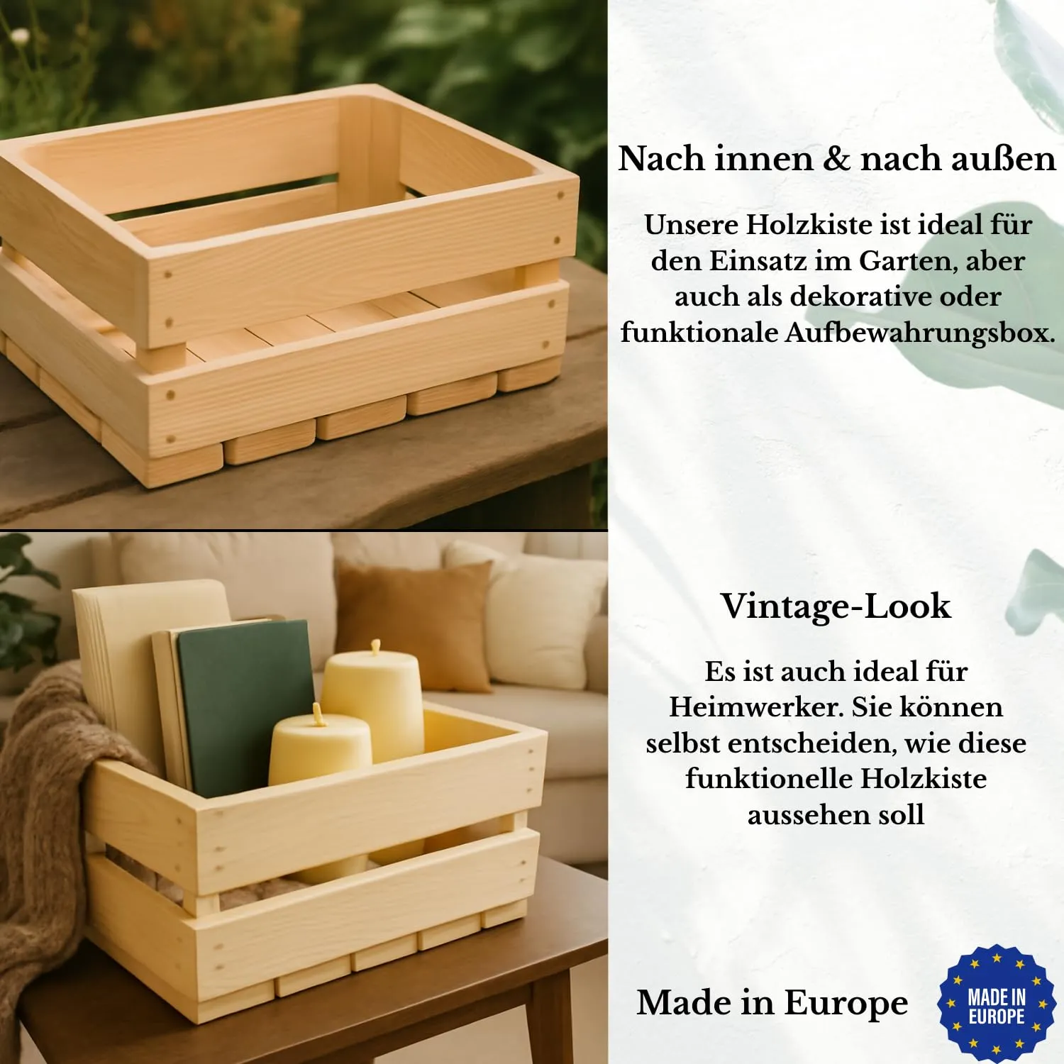 GoodFreshDecor Holzkisten 3er Set 30x20x12 cm natur