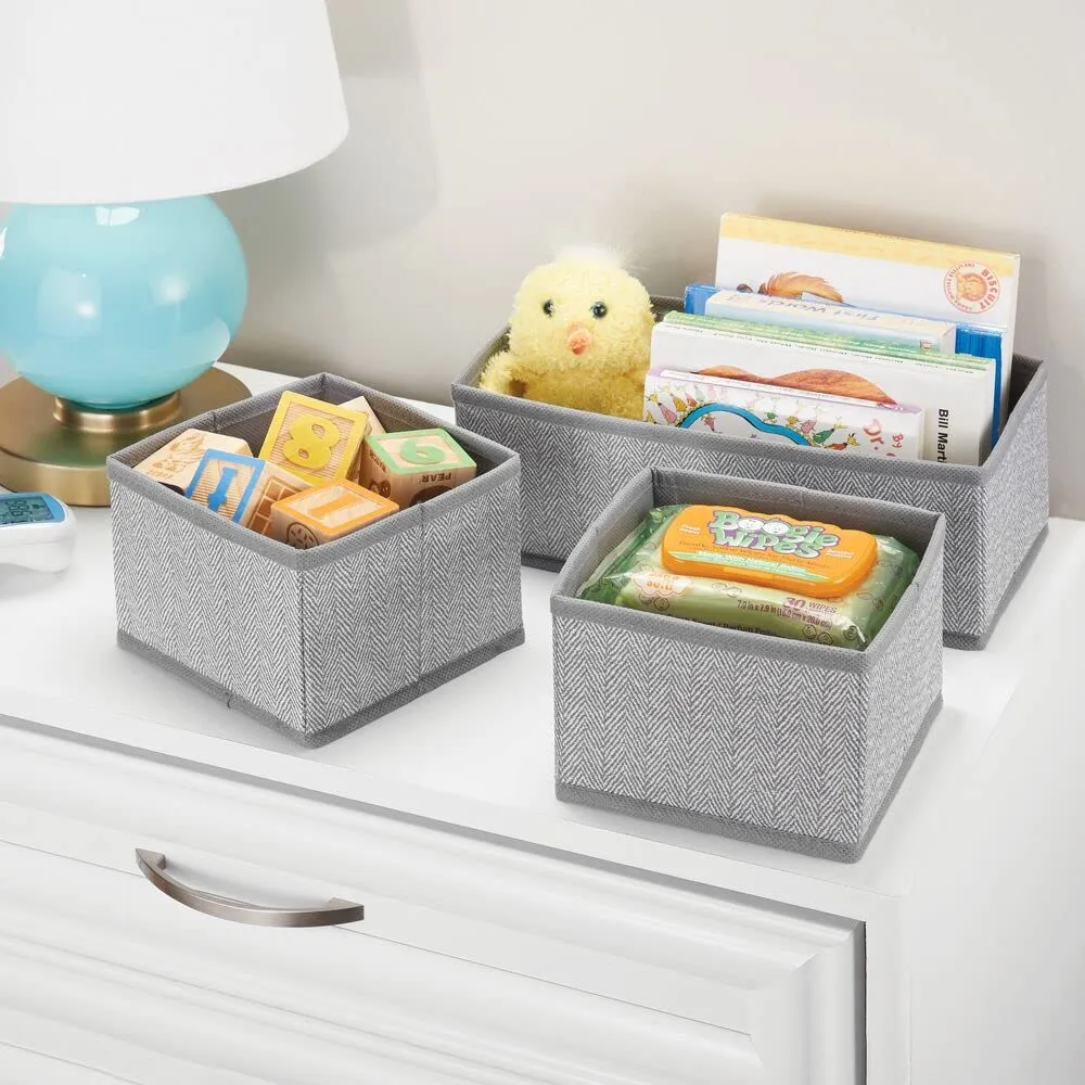 mDesign Aufbewahrungsbox Stoffbox grau Fischgrät 12er-Set