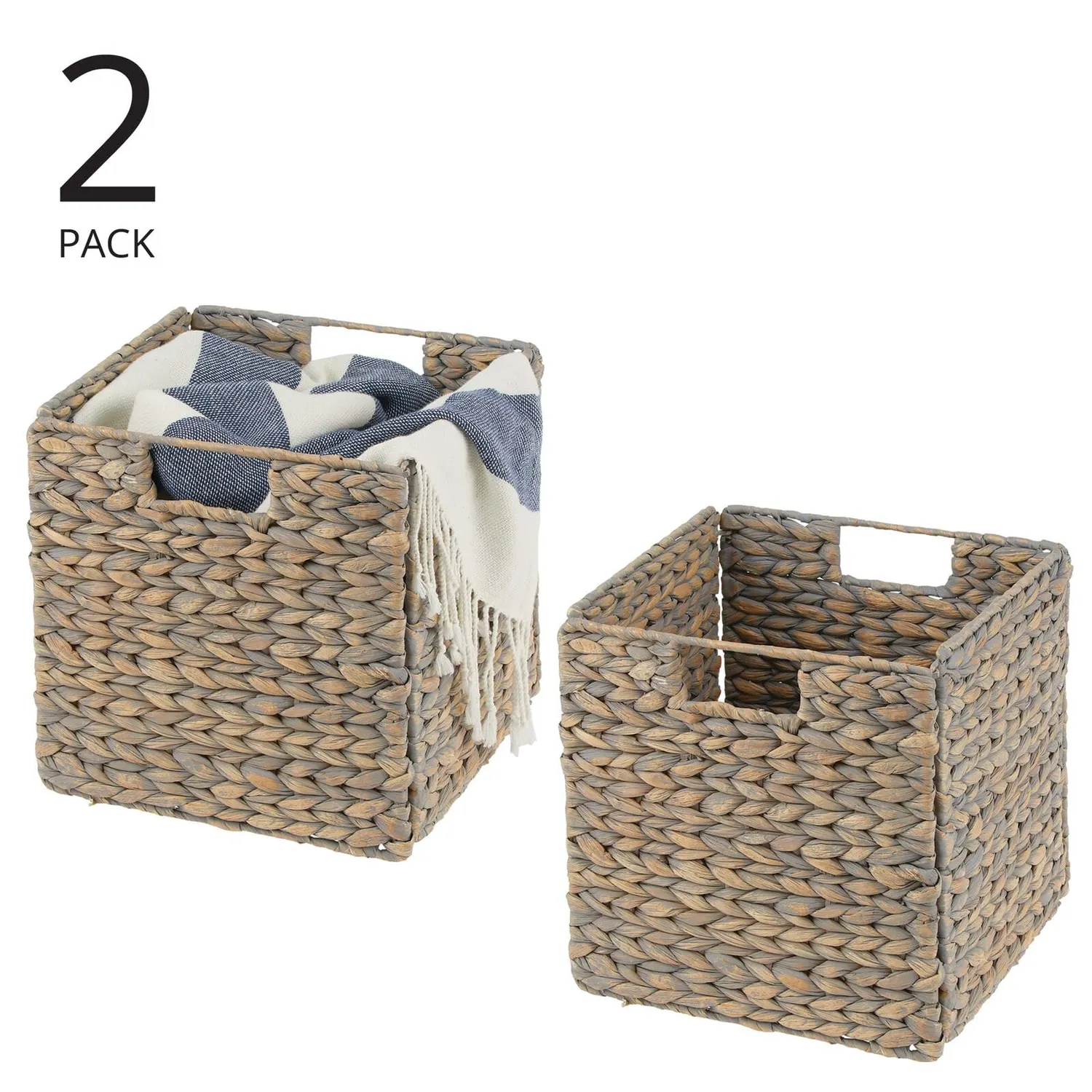 mDesign Aufbewahrungskorb 2er-Set Wasserhyazinthe bambus