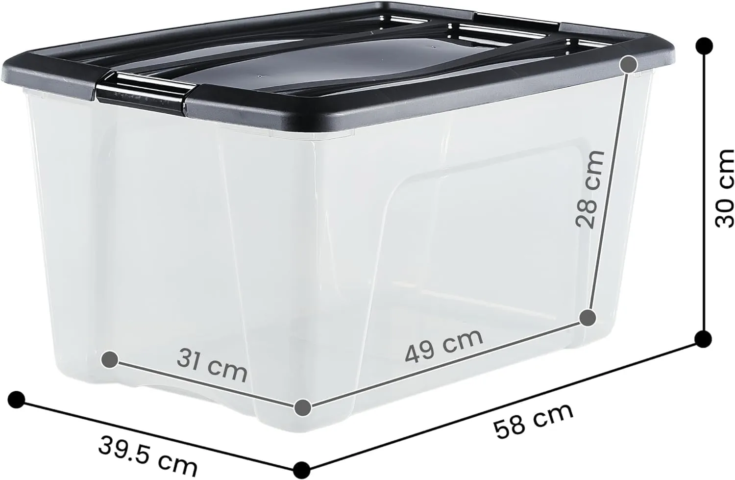 Iris Ohyama NTB-45 Aufbewahrungsbox schwarz 45L 6er-Set