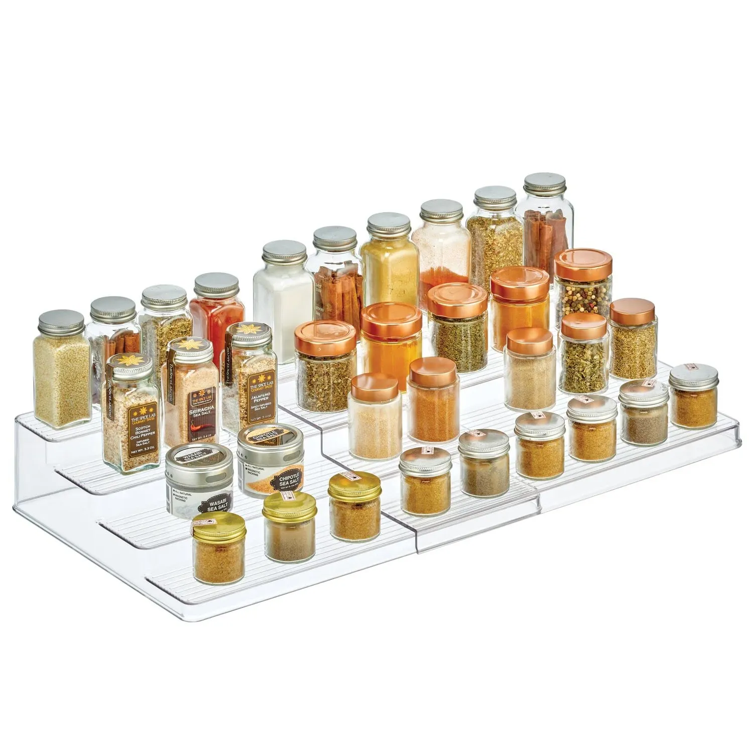 mDesign Gewürzregal ausziehbar 4 Ebenen transparent Kunststoff