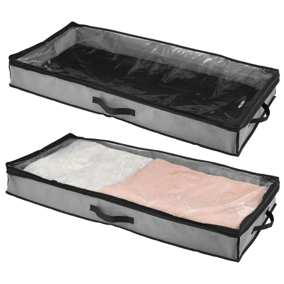 mDesign Unterbettkommode 2er-Set dunkelgrau 101cm