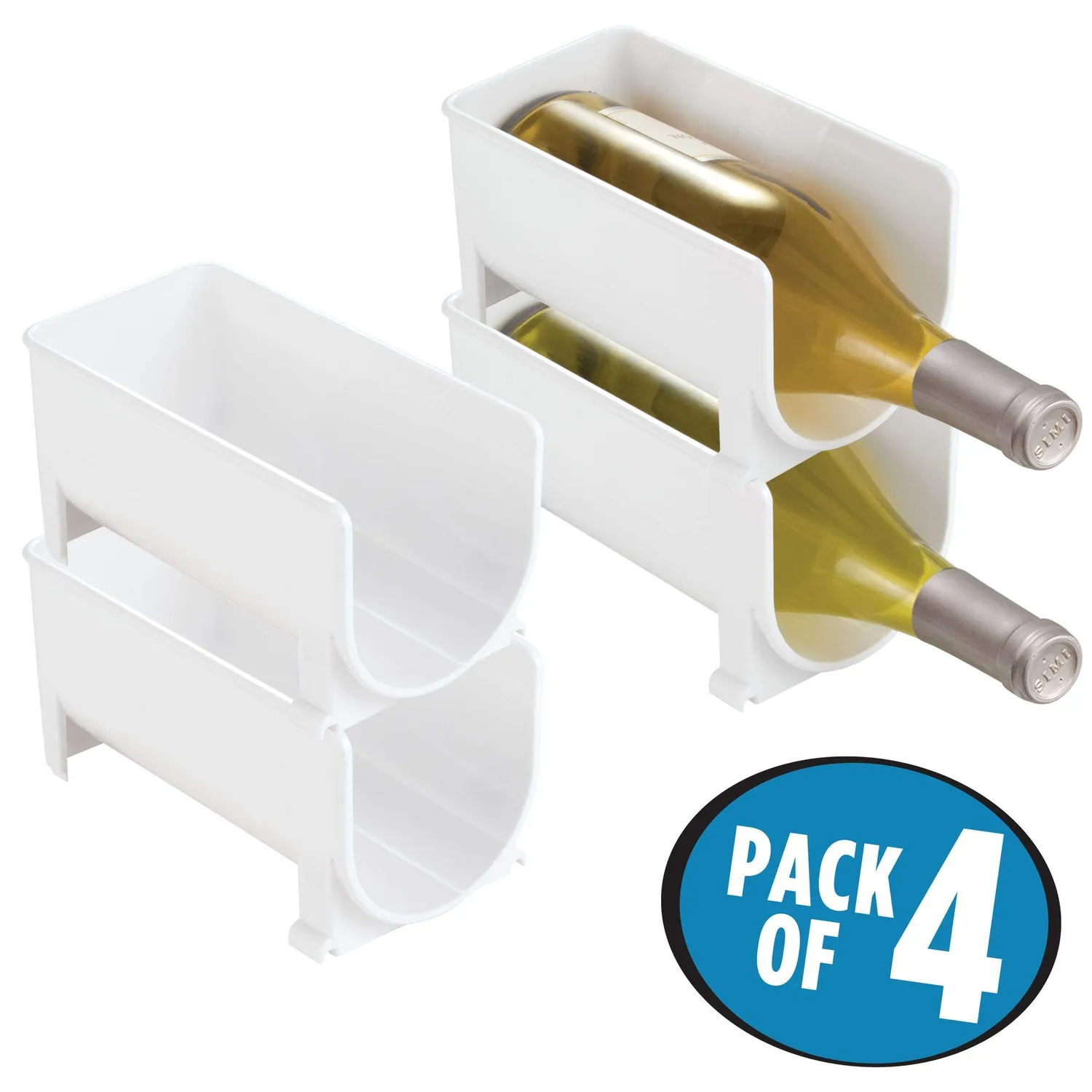 mDesign 4452MDKEU Flaschenhalter 4er-Set schwarz stapelbar