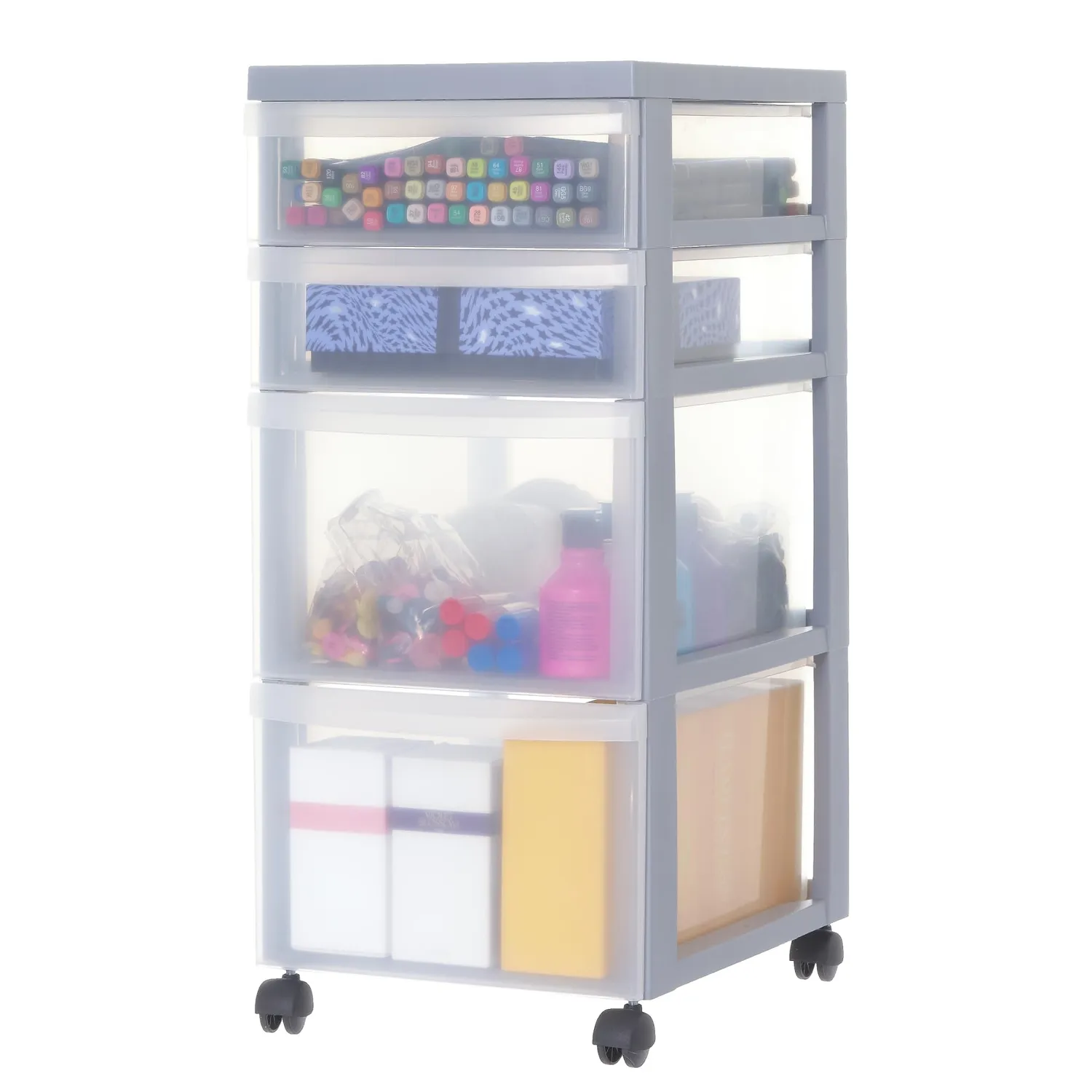 Iris Ohyama A4 Drawer DC-303 Rollcontainer Schwarz 3 Schubladen