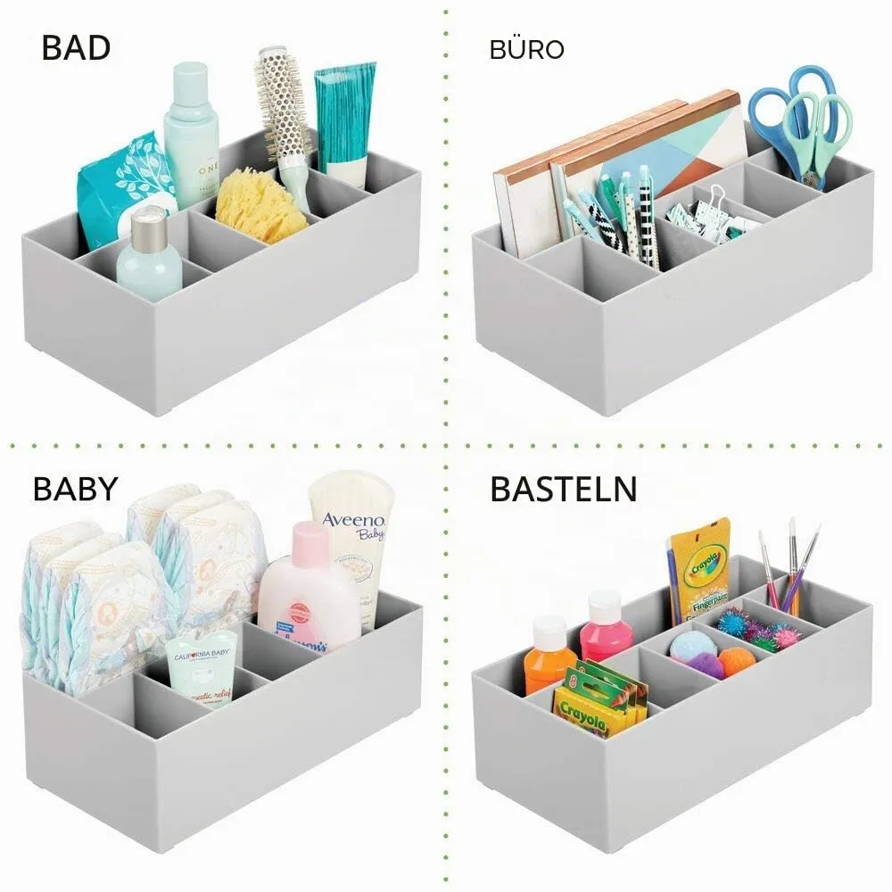 mDesign Schminkaufbewahrung 6 Fächer Kosmetik Organizer Grau