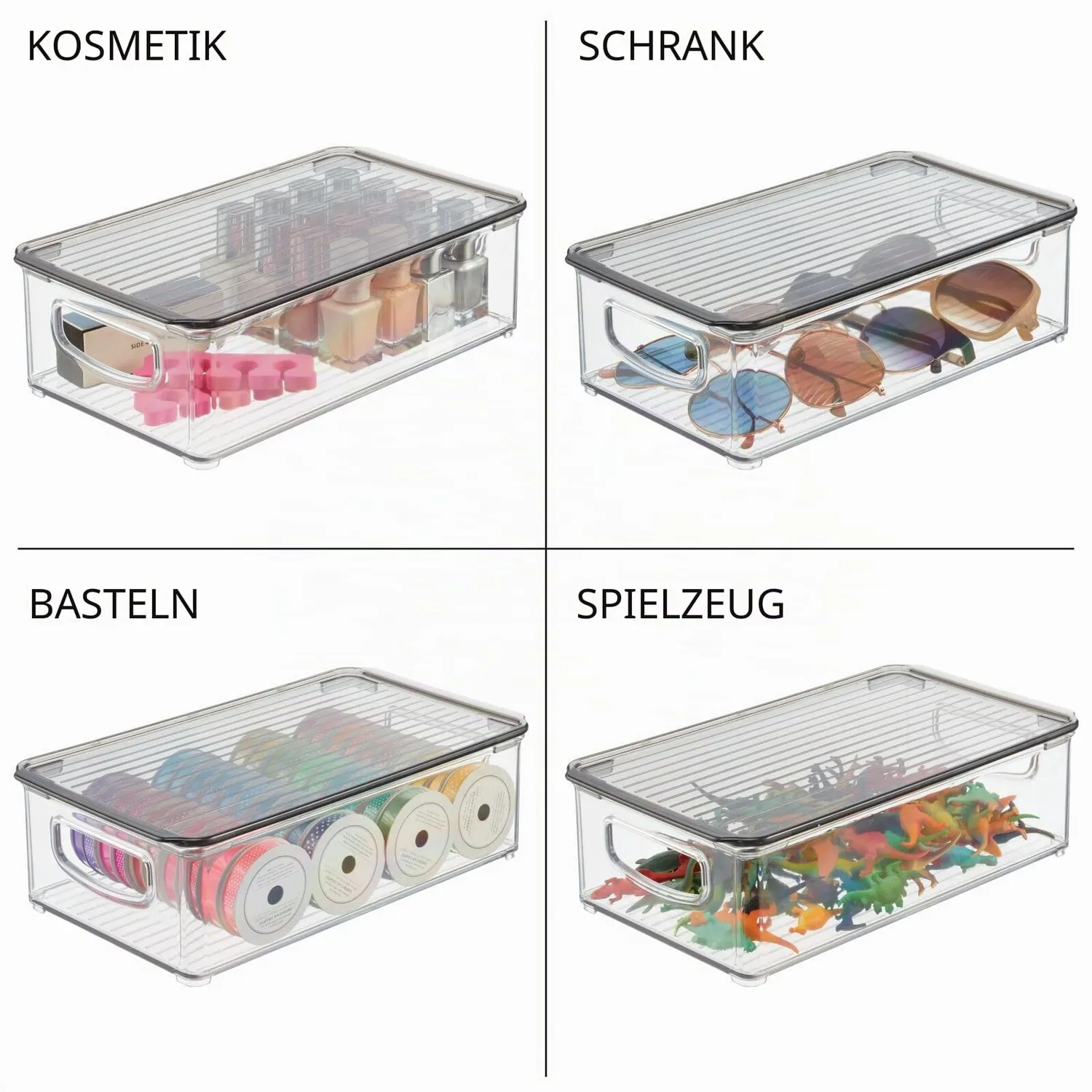 mDesign Bürobox Aufbewahrungsbox transparent 4er-Set