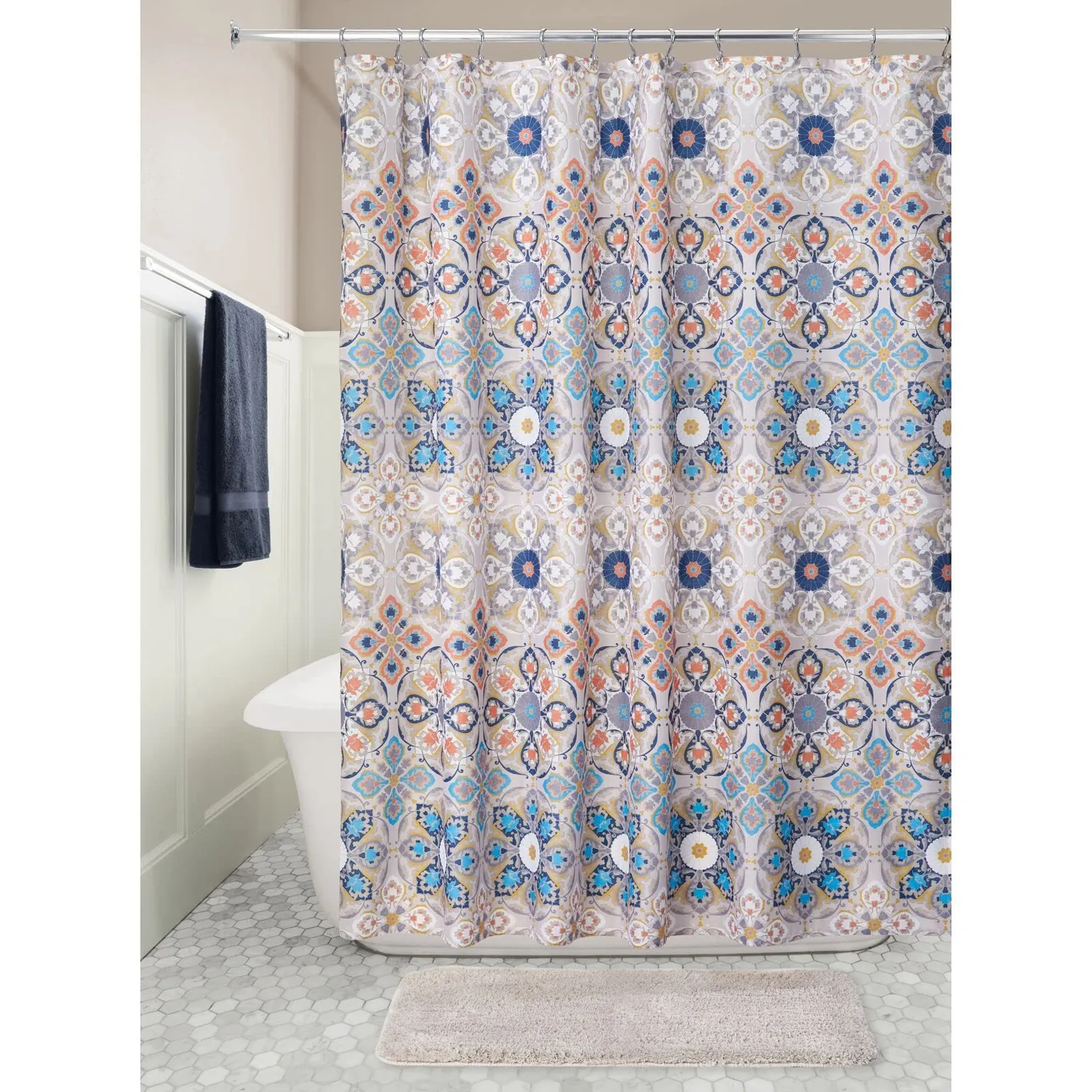 mDesign Duschvorhang Medaillon 183x183 cm braun
