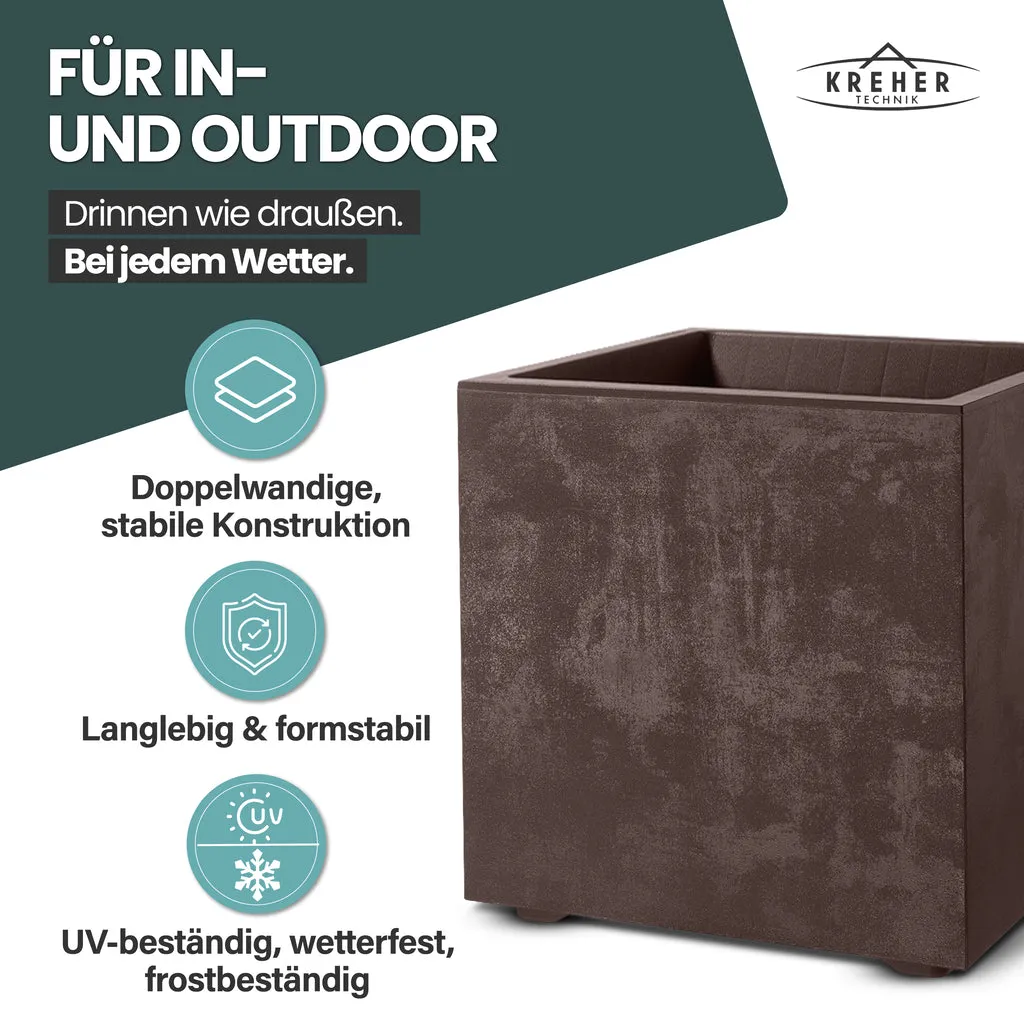 Kreher Millennium Pflanzkübel 40L eckig braun 2er-Set