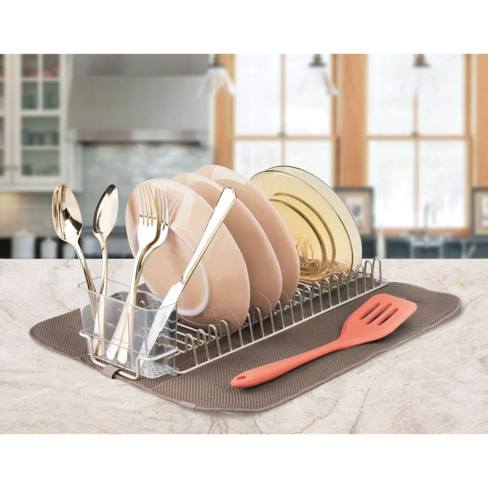 mDesign Abtropfgestell Metall Geschirrablage mit Matte mokka