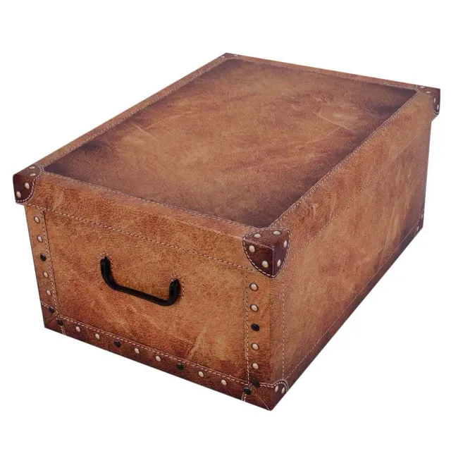Kreher Dekokarton XXL Aufbewahrungsbox Leder Hellbraun 40 Liter