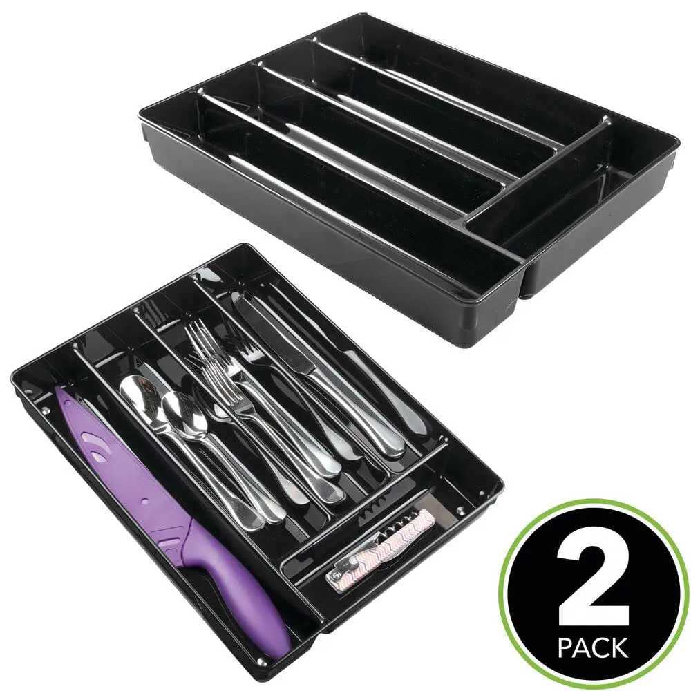 mDesign Besteckeinsatz Schwarz 2er-Set 5 Fächer rutschfest