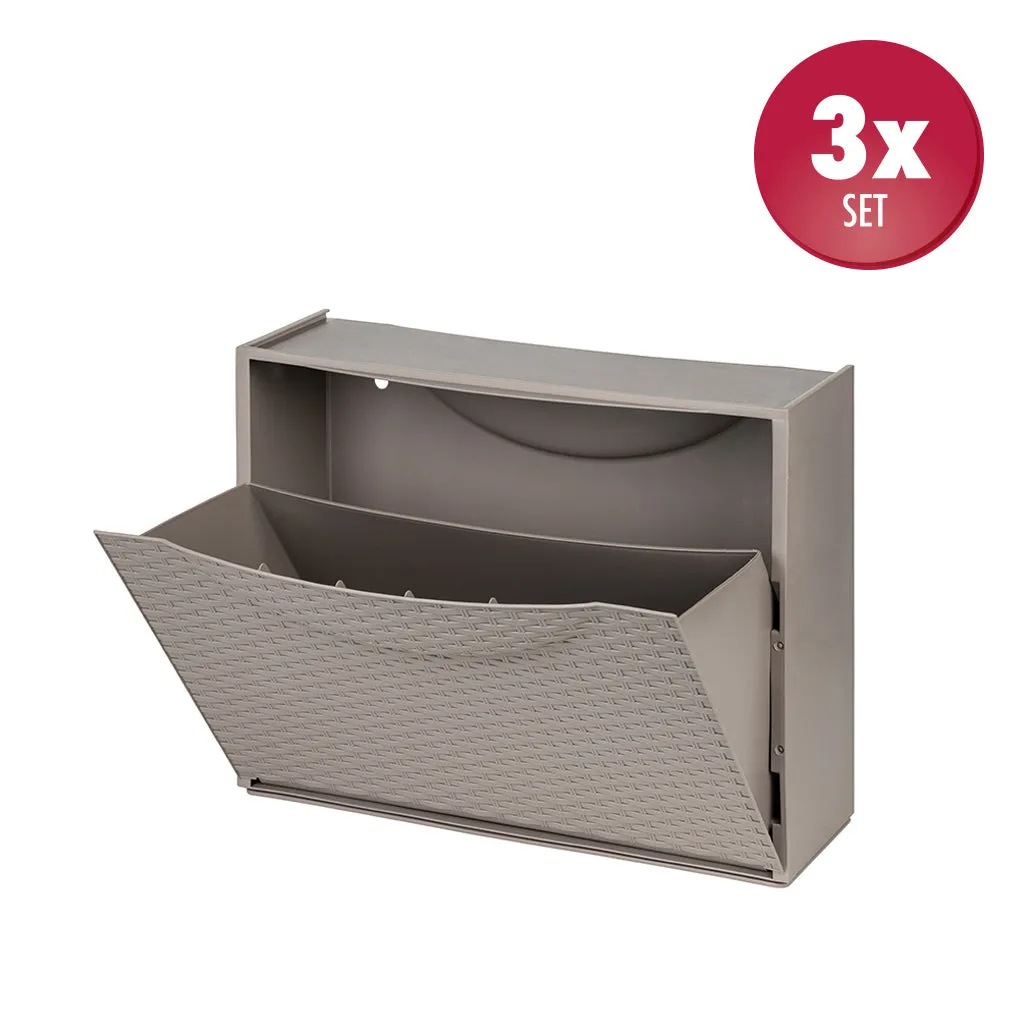 Kreher Schuhkipper Rattan-Optik 3er-Set taupé