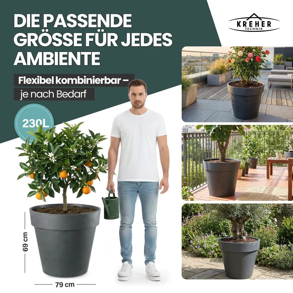 Kreher Like Ø79x69 cm Pflanzkübel Anthrazit 2er-Set rollbar