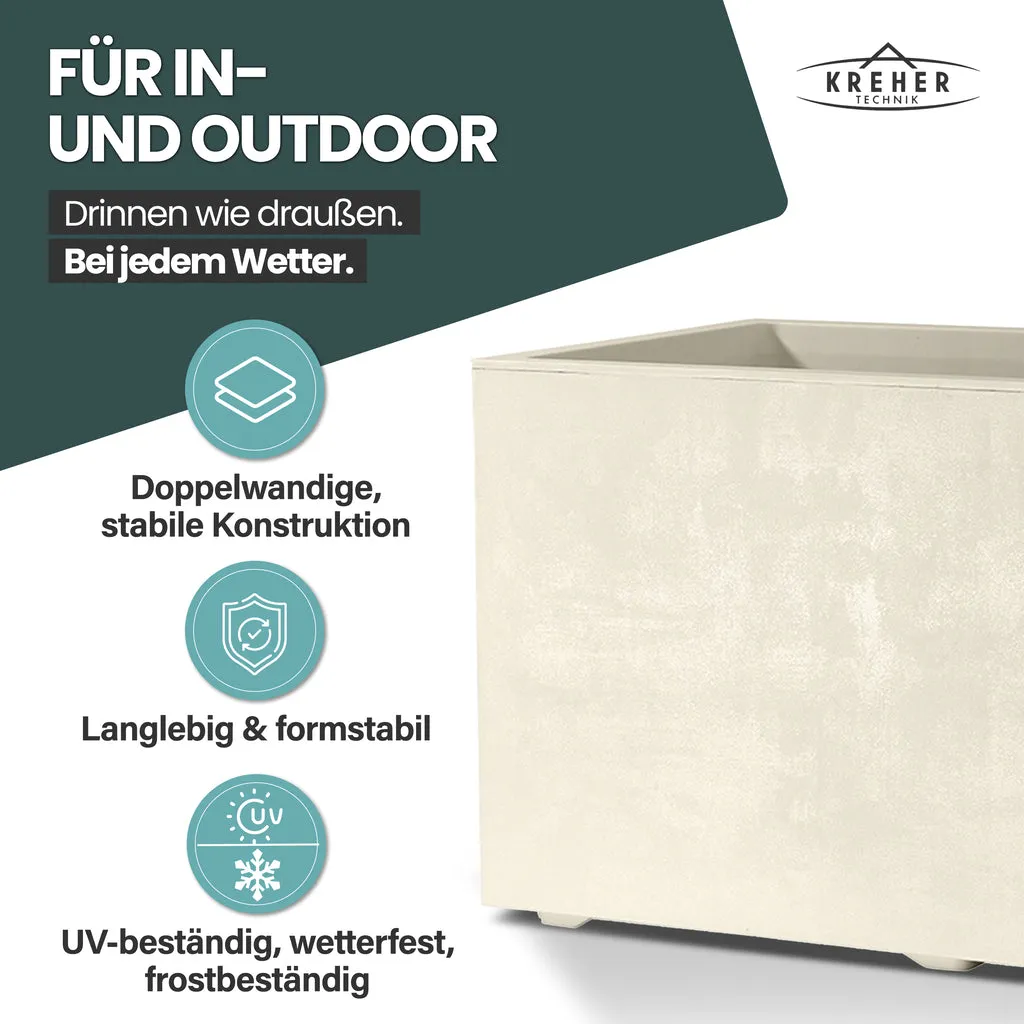 Kreher Millennium 73L Pflanzkübel Creme Weiß rechteckig