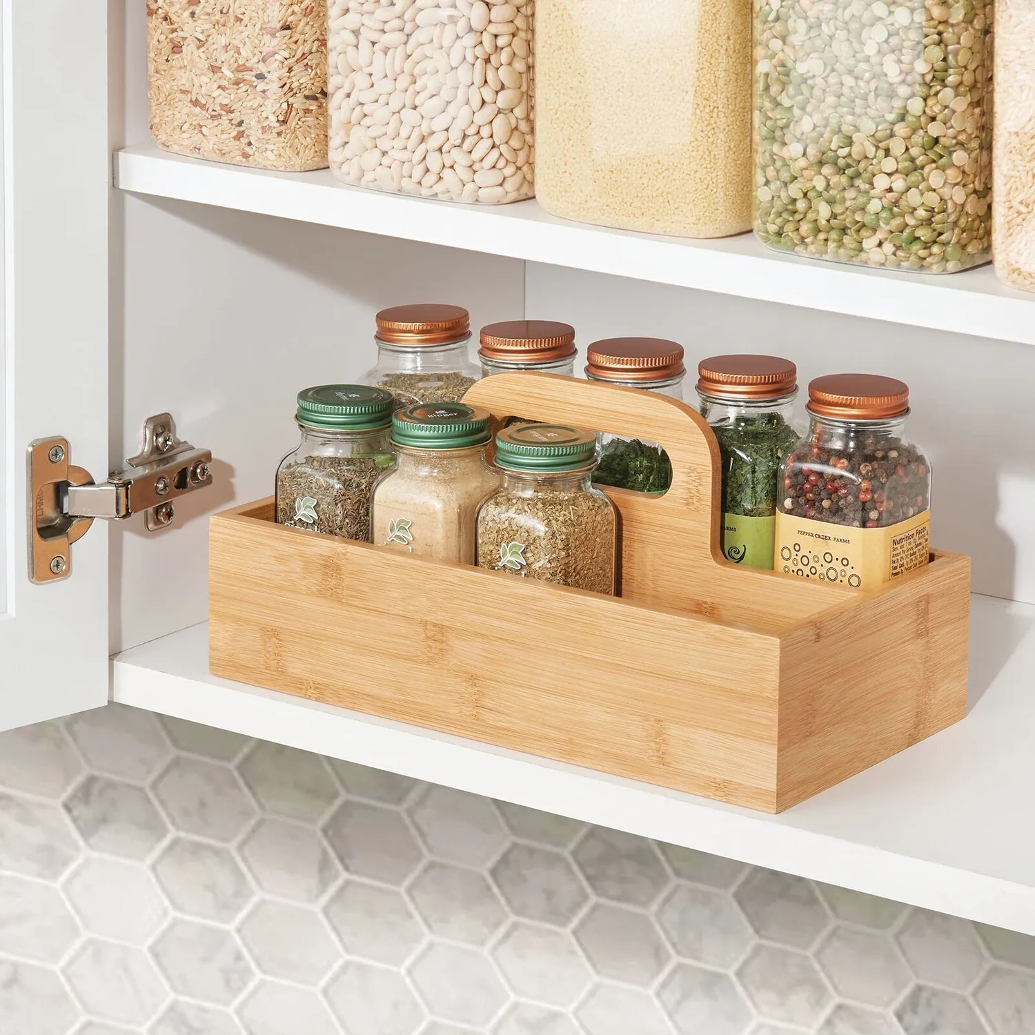 mDesign Küchen Organizer Aufbewahrungsbox Bambus natur