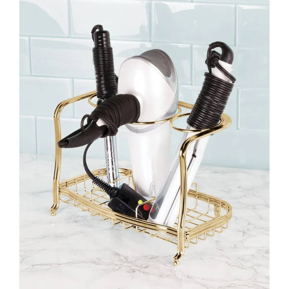 mDesign Fönhalter freistehend kupfer 3-Fächer Badorganizer