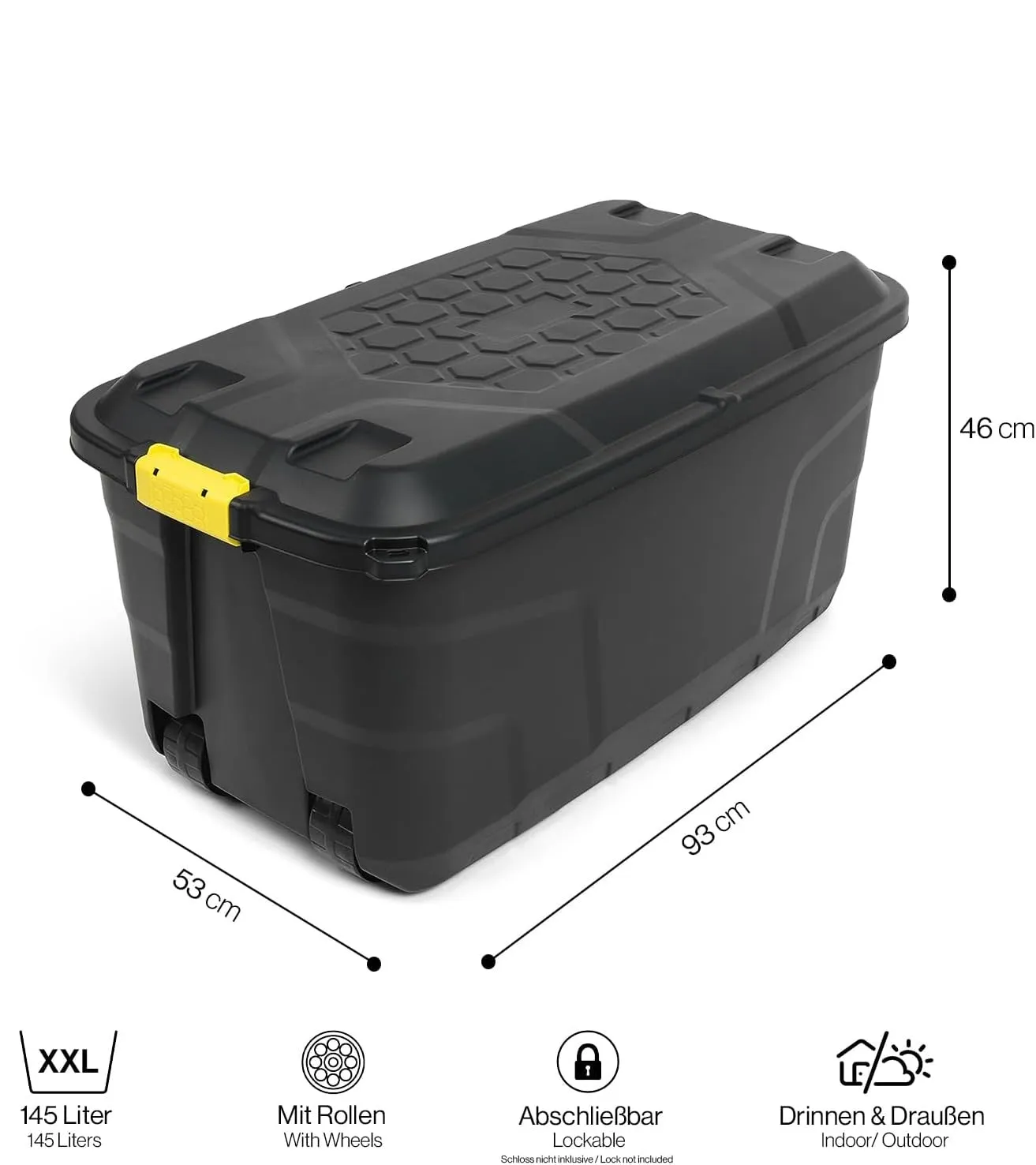 Kreher Rollbox Kissenbox 145 Liter schwarz mit Rollen