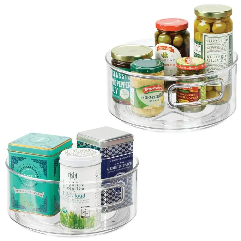 mDesign 06610MDKEU Lazy Susan Drehkorb 2er-Set klar 22,9 cm