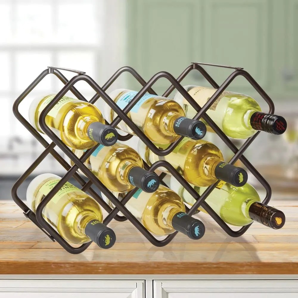 mDesign Flaschenhalter Weinregal 3-stöckig bronze 8 Flaschen Metall