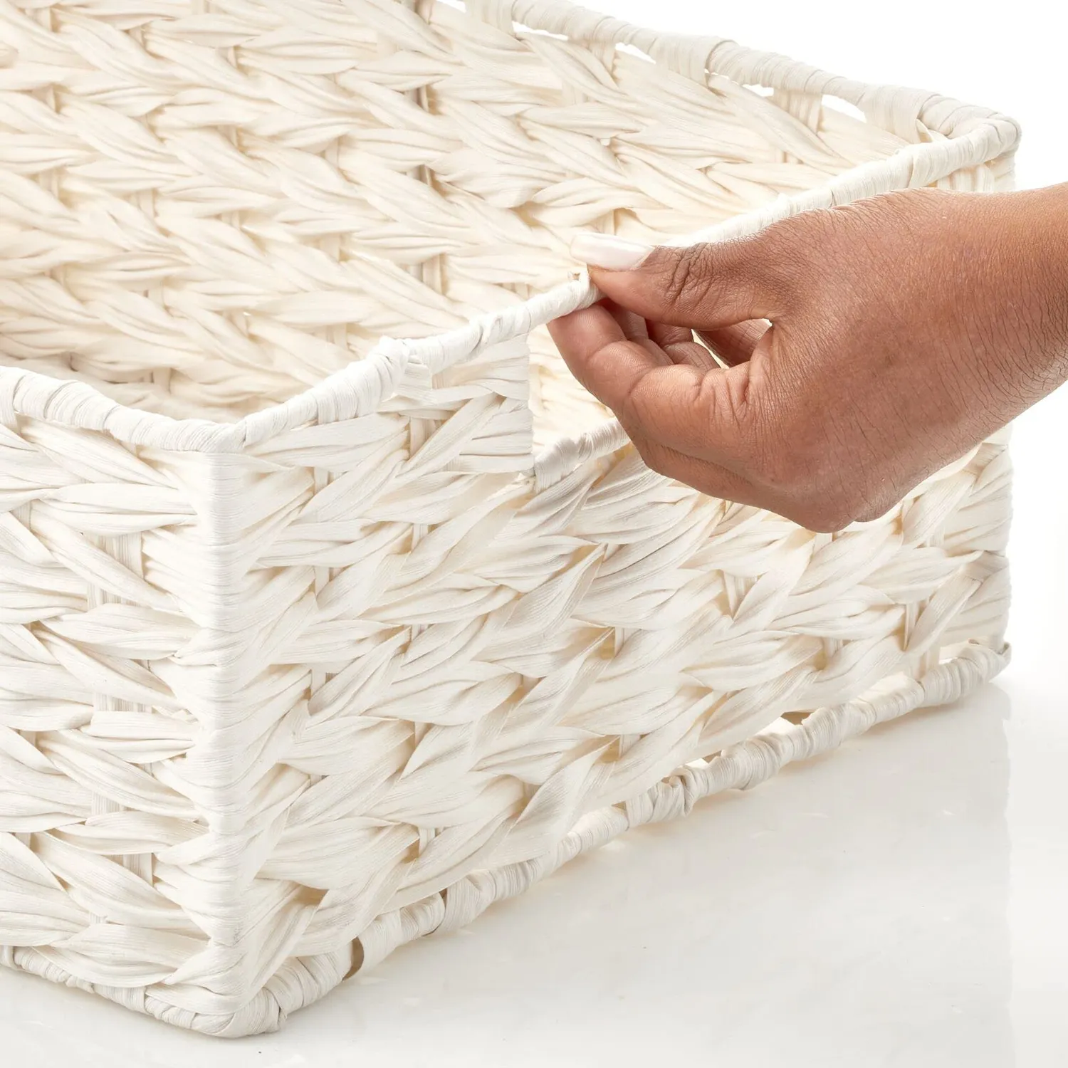 M Design Bauernhaus Korb Aufbewahrungskorb 3er Weiß