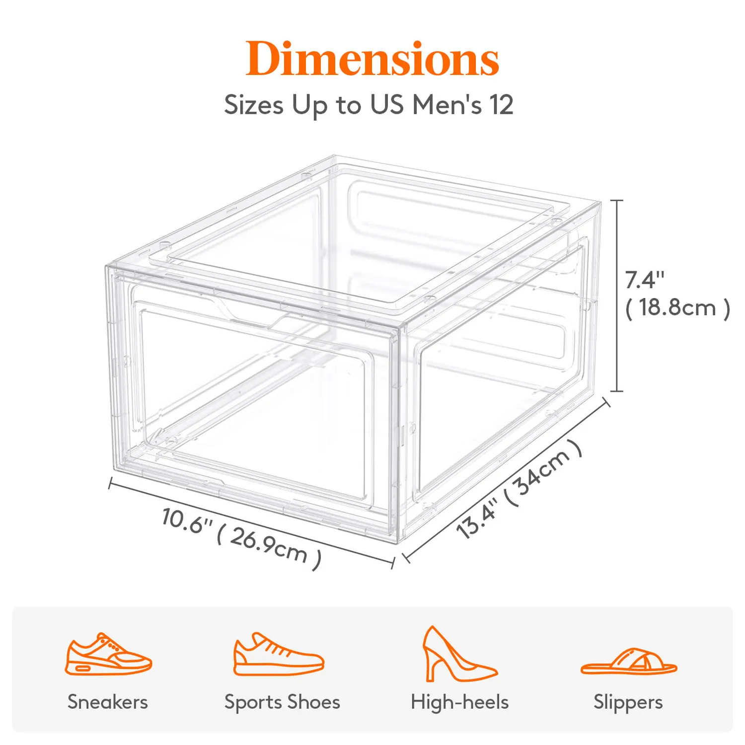 Lifewit Schuhbox stapelbar 6er transparent für Schuhe bis Gr. 46