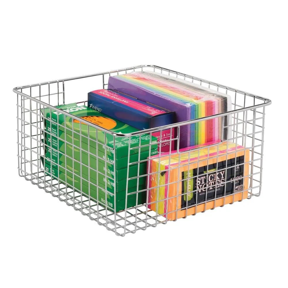 mDesign Drahtkorb Chrom 2er-Set 30,5 cm mit Griffen Metall