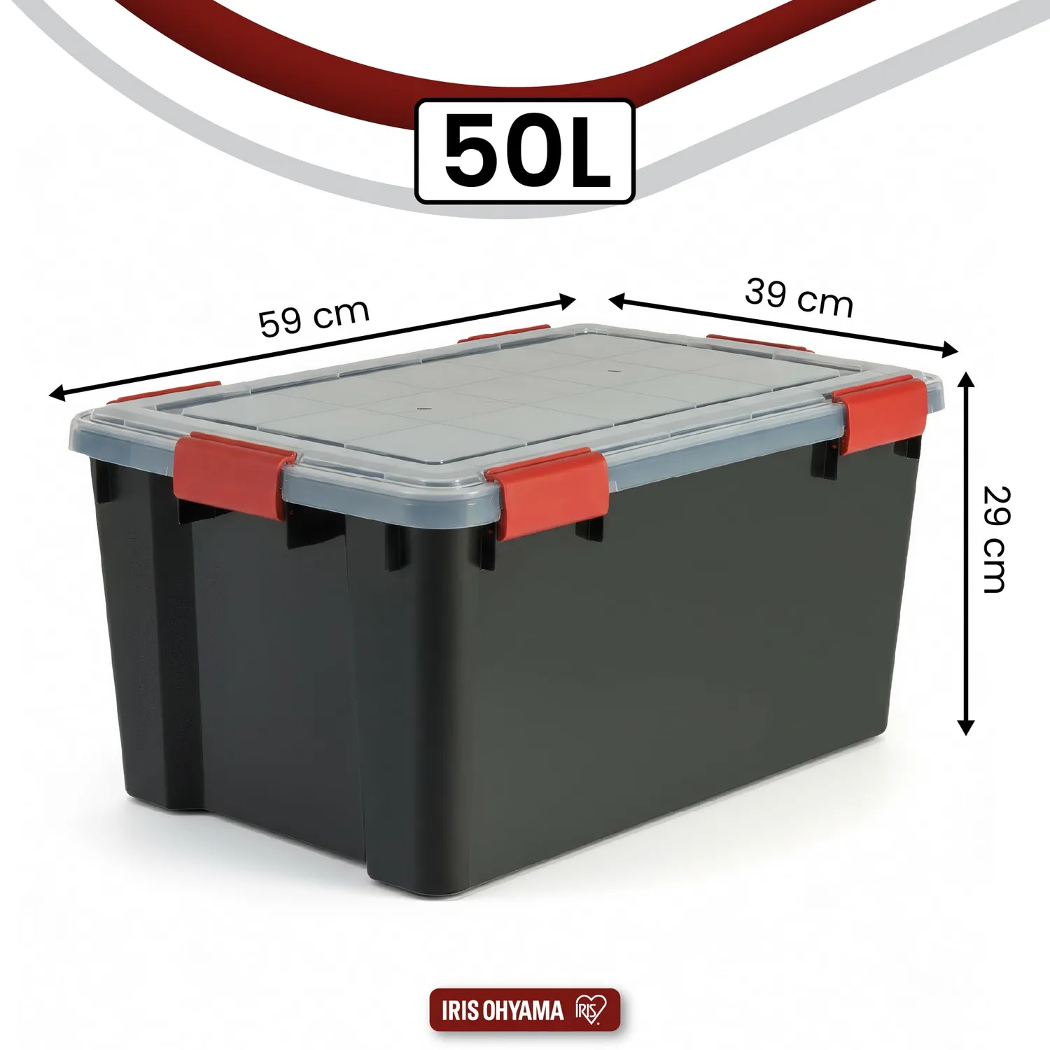 Iris Ohyama AT-L Aufbewahrungsboxen 50L 2er-Set Schwarz