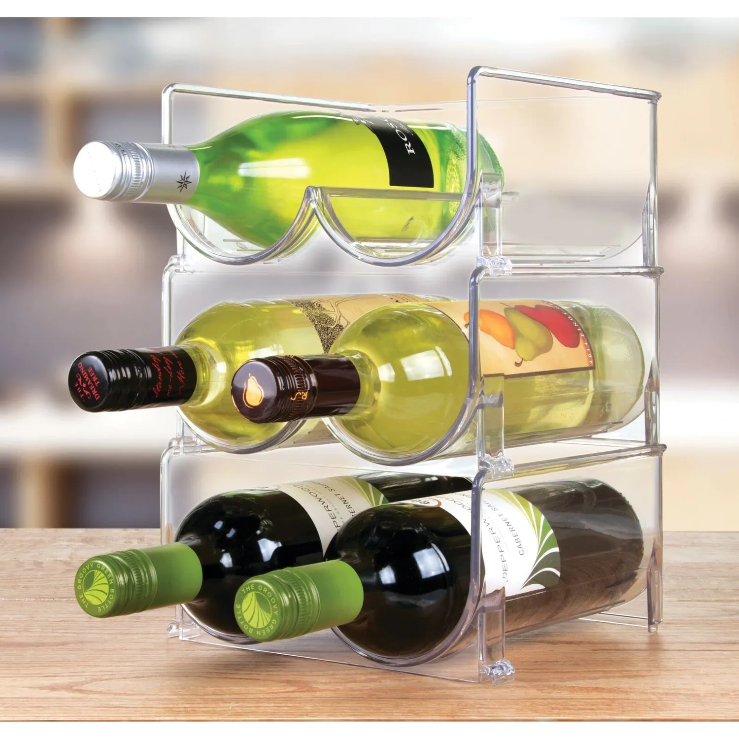 mDesign Flaschenhalter Kühlschrank durchsichtig stapelbar