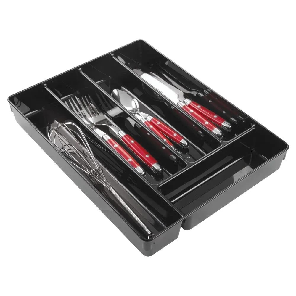 mDesign Besteckeinsatz Schwarz 2er-Set 5 Fächer rutschfest