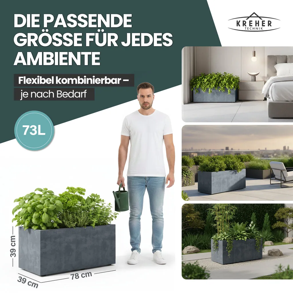 Kreher Millennium Pflanzkübel 73 L Grau rechteckig Naturstein