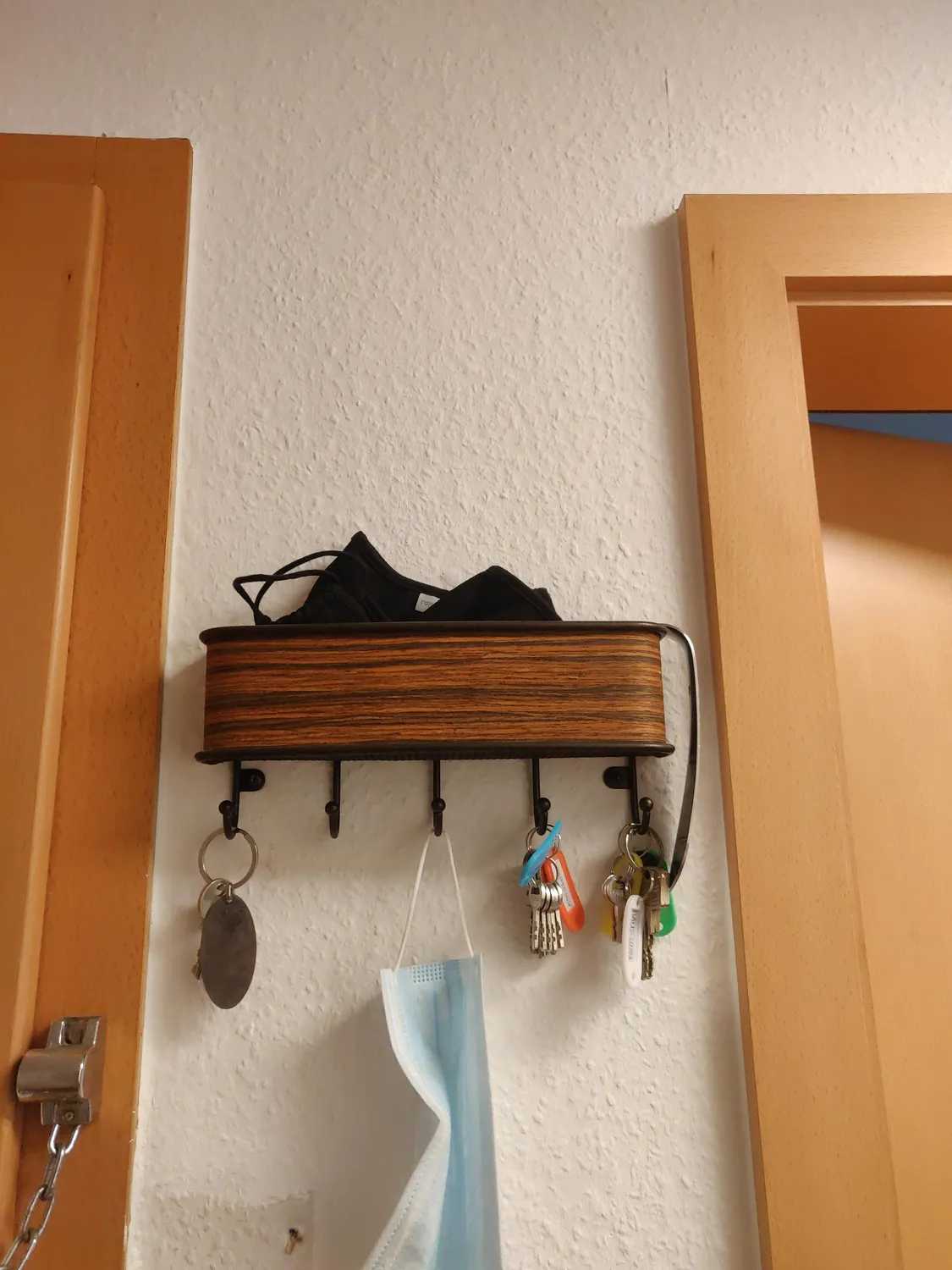 mDesign Schlüsselbrett Holz Metall bronze Palisander 5 Haken