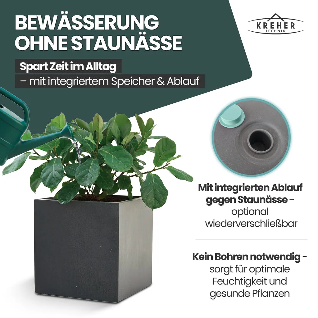 Kreher Millennium Pflanzkübel 40L eckig anthrazit 2er Set