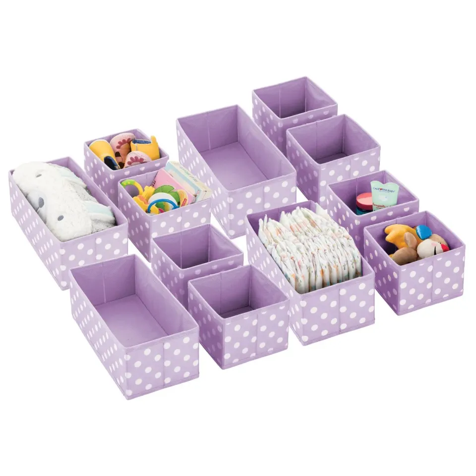 mDesign Aufbewahrungsboxen 09284MDBEU 12er Set Lila gepunktet