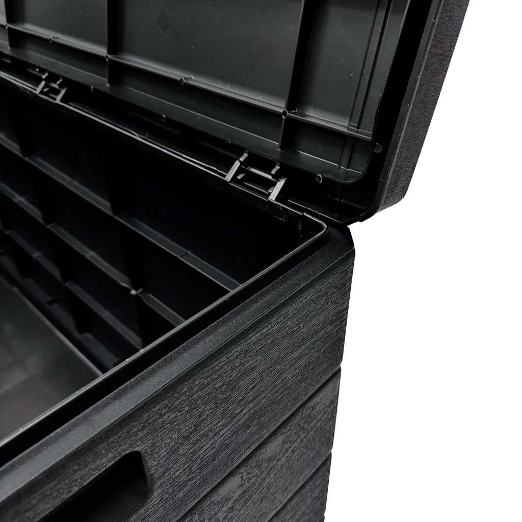 Kreher XXL Kissenbox 170 Liter Box Anthrazit Holz-Optik