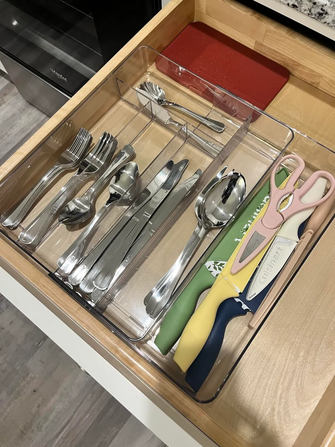 mDesign Schubladenbox Besteckkasten 6 Fächer transparent