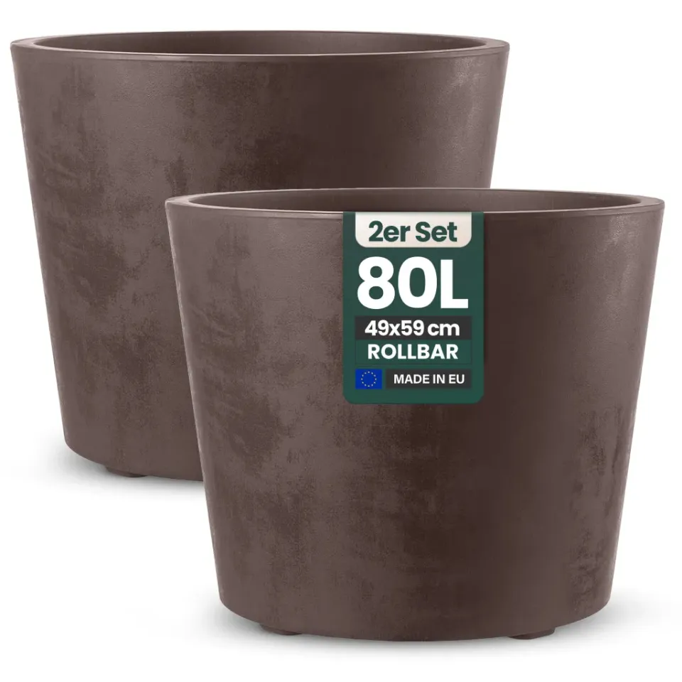 Kreher Millennium Pflanzkübel 80 Liter rund braun 2er Set