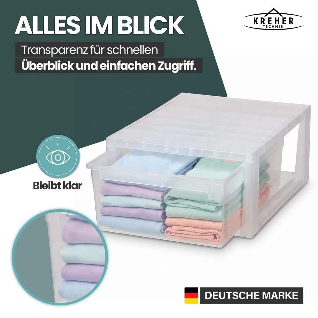 Kreher Schubladenbox M 12L weiß-transparent 2er Set
