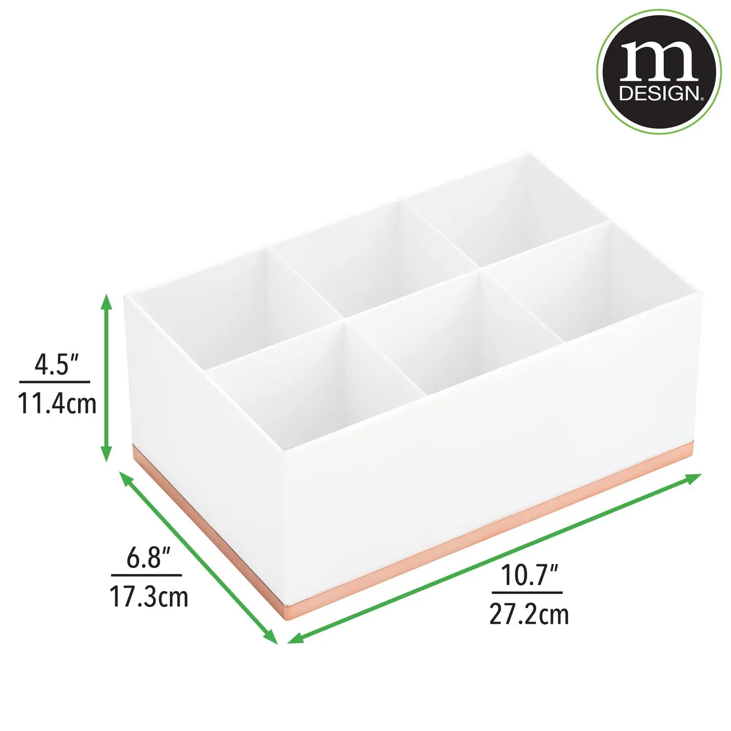 mDesign Make-up Organizer 6 Fächer weiß rotgold Kunststoff