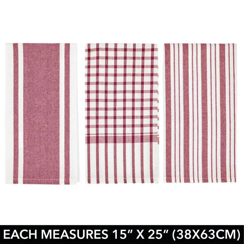 mDesign Geschirrtücher 3er-Set Rot Baumwolle 38x63 cm