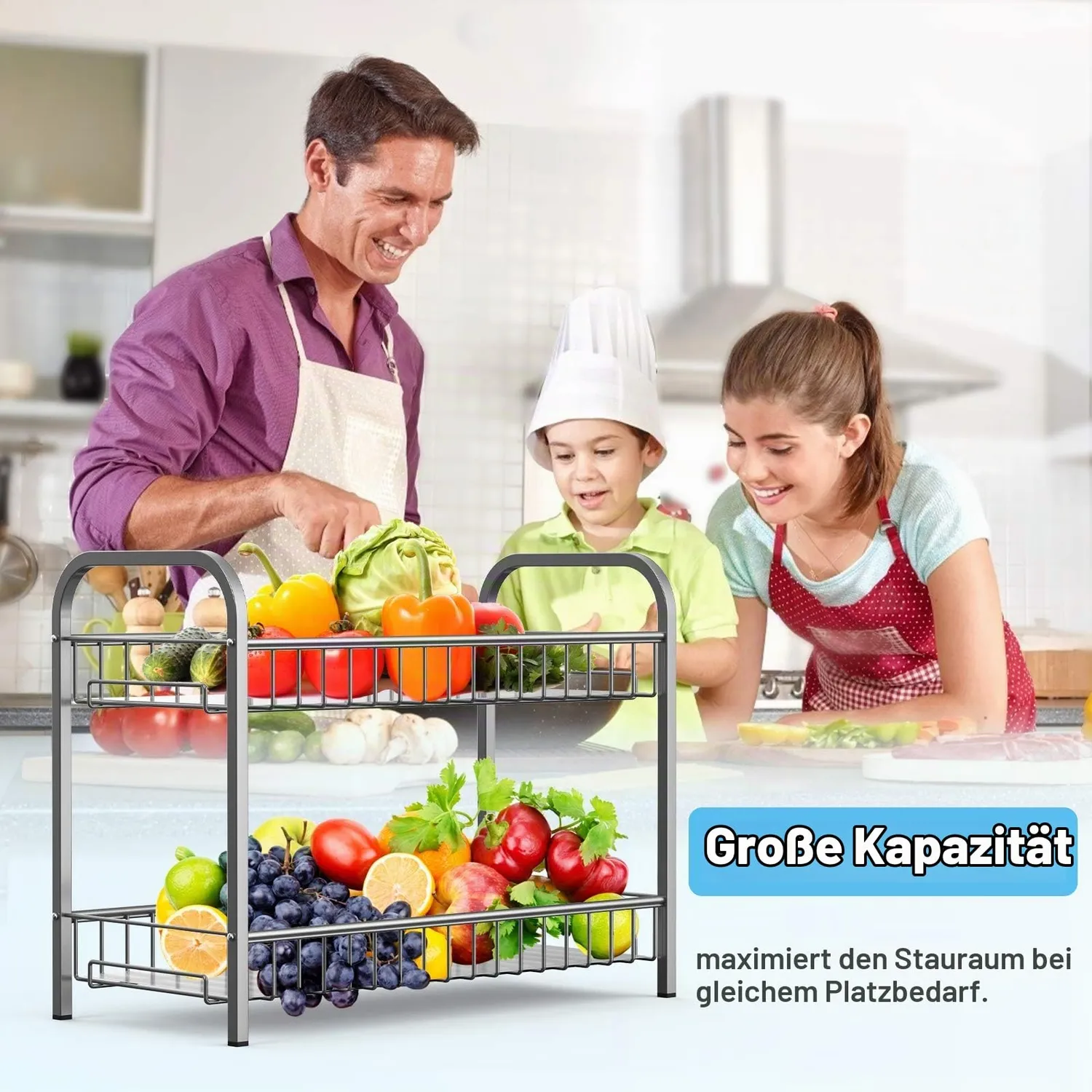 BOMCLAP Gewürzregal Metall 2 Ebenen stehend silber
