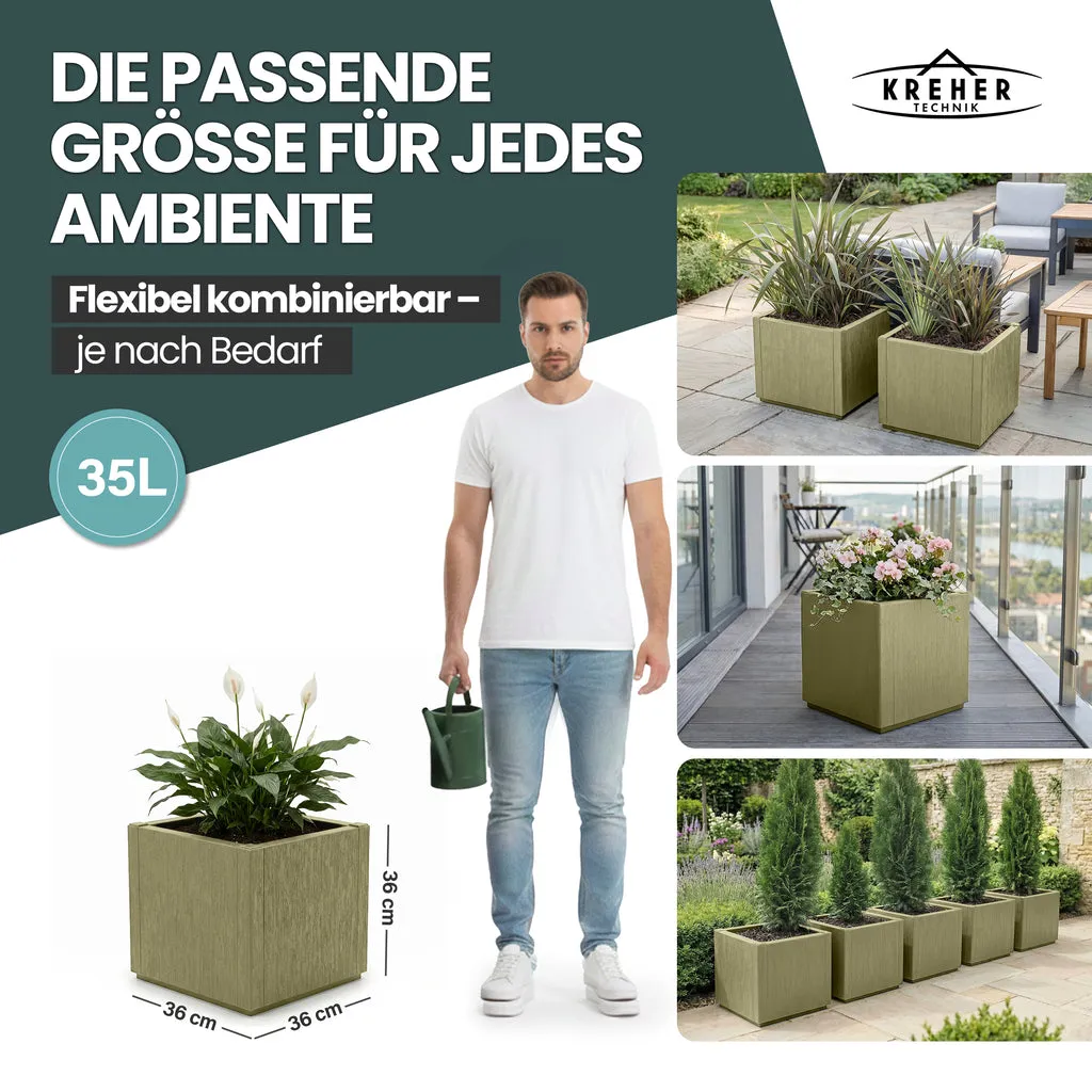 Kreher Ethica Pflanzkasten Olivgrün schmal 2er Set