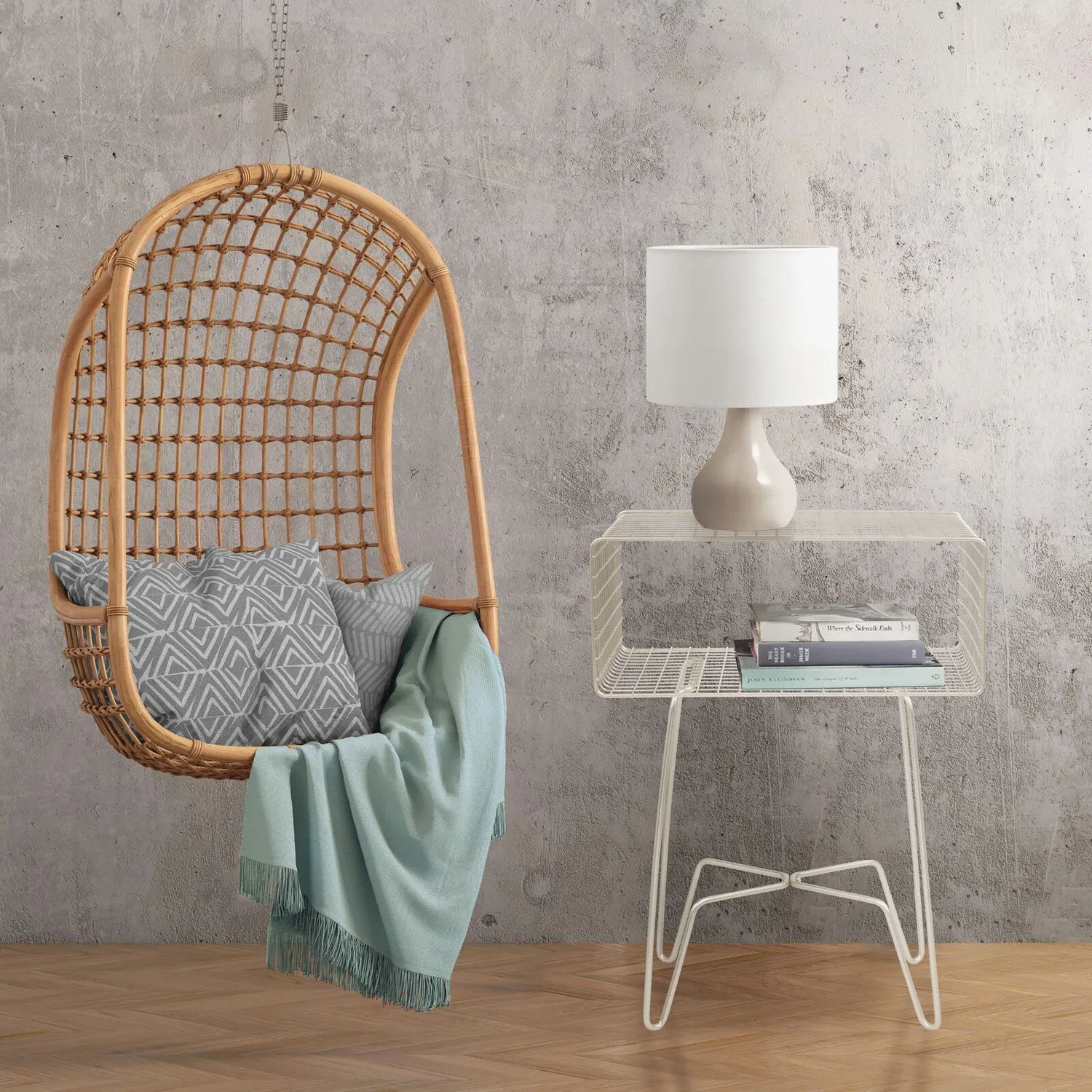 mDesign Beistelltisch Metalldraht mit Korb Beistelltisch Mattsilber