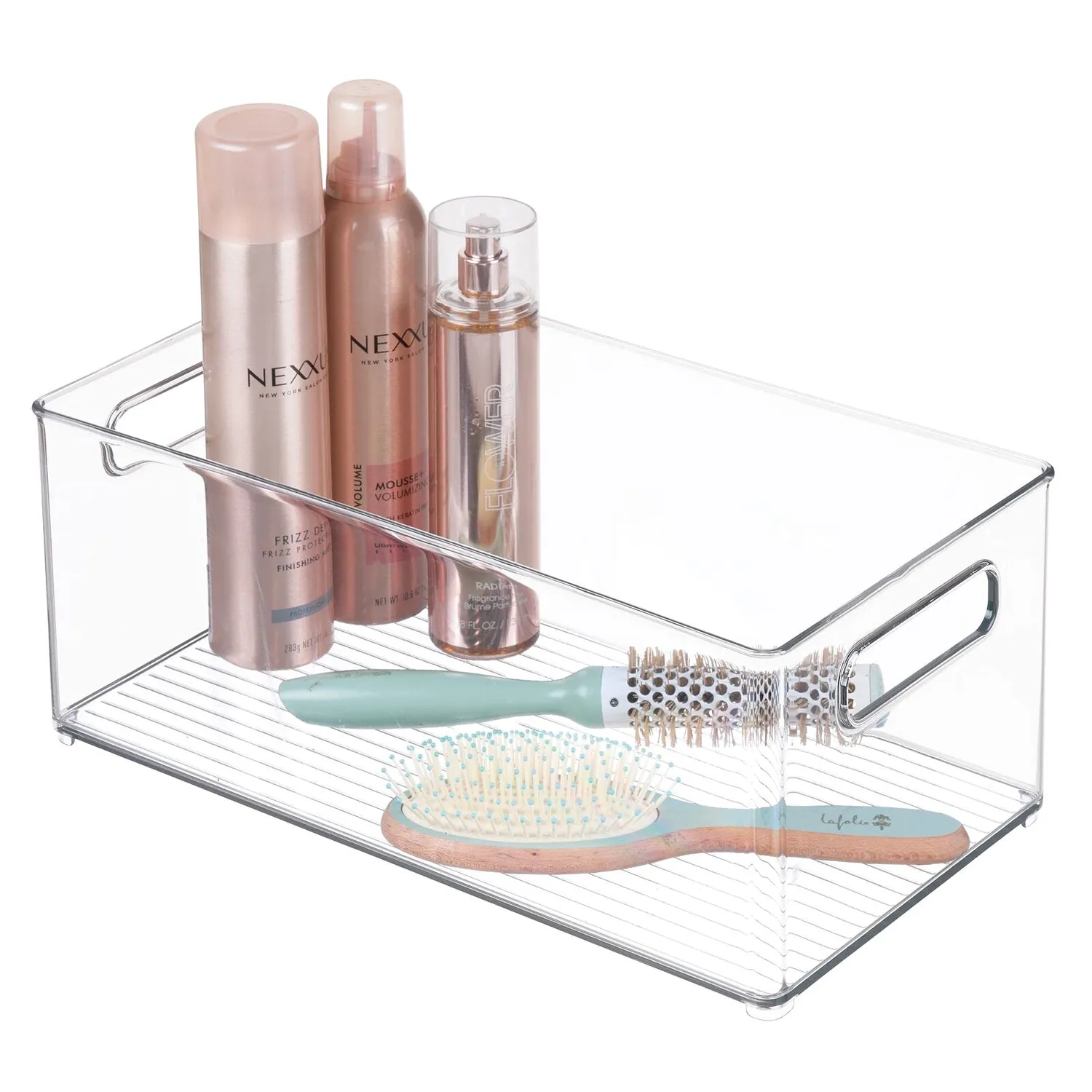 mDesign Ablagebox mit Griffen Aufbewahrungsbox 2er-Set transparent