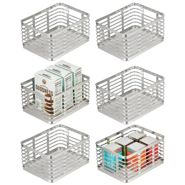 M Design Allzweckkorb Drahtkorb 6er-Set silberfarben