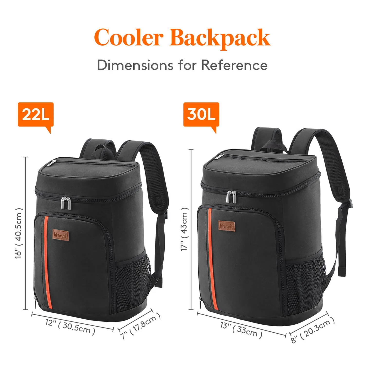 Lifewit Kühlrucksack 30 Dosen Schwarz 30 L